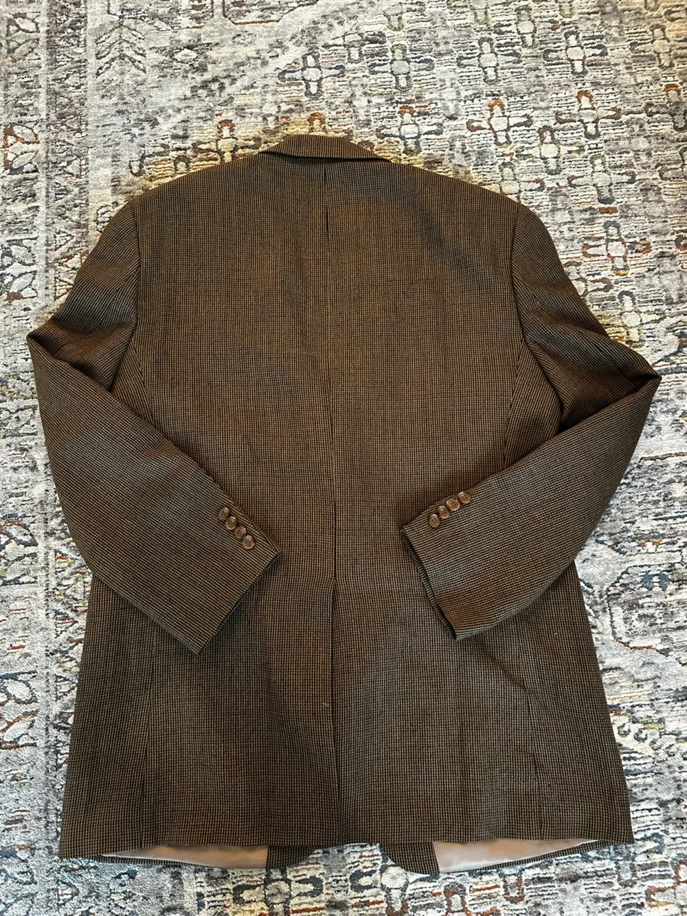 Ralph Lauren Brown Houndstooth 100% Wool Blazer Sport Jacket Mens 42L